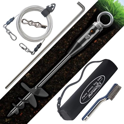 18 Heavy Duty Dog Tie Out Stake for Cable & Leash & Chain & Yard & Outside & Beach, Ground Stakes or Anchor for Large Dog Runner & Lead for Yard, Dog Camping Essentials (Stake+15FT Cable)