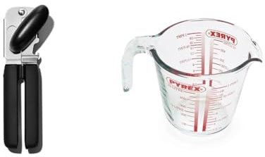 OXO Good Grips Soft Handled Tin Opener & Pyrex Measuring Jug 500ml | Capacity 568ml / 20 Ounce | P586, Multicolor