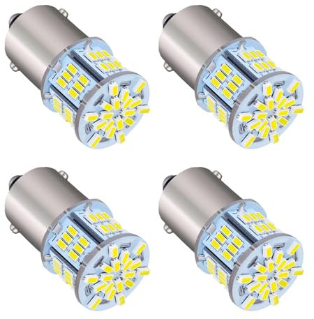 Wonvify Ampoule LED Voiture, 4 Pièces 1156 Blanc Highlight Lamps 12V, Ampoules Clignotant LED pour Feux de Recul de Voiture, Clignotants, Feu de Stationnement, pour Moto, RV, Auto Voiture