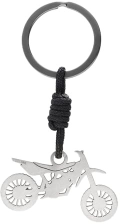 CODEONE Porte-clés moto motocross en acier, porte-clés motocross, porte-clés trial, porte-clés moto cross, homme, femme, étui cadeau, argent métallique, 50mm x 30mm
