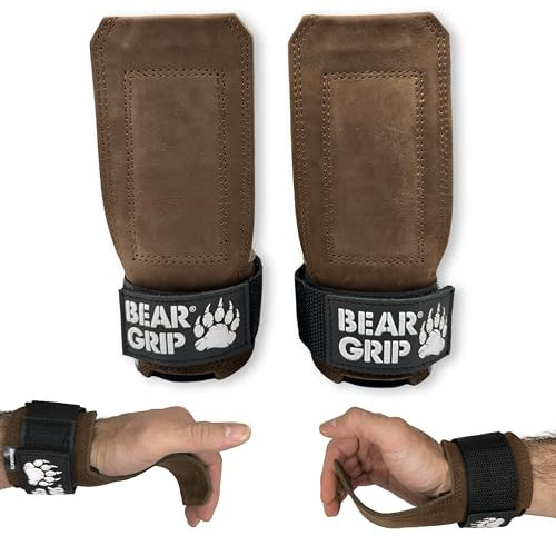 BEAR GRIP - Multi-Grip-Gurte, robuste Gewichthebergurte (braunes Leder)