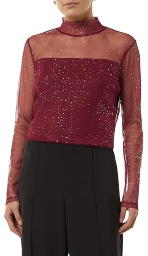Comma Mesh-Longsleeve mit Glitzer-Details