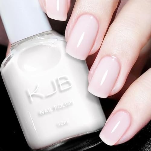 White Nail Polish - Translucent Sheer Milky White Nail Varnish - Long Lasting Quick Dry Neutral Nail Polish French Manicure Nail Art DIY at Home