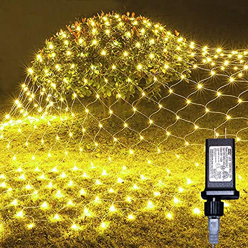Joycome Lichternetz Außen 3x2m 200 LED Lichterkette Netz mit Stecker, Timer, 8 Modi Weihnachtsbeleuchtung Aussen Netz IP65 Wasserdicht Lichtervorhang für Büsche Garten Baum Zimmer Balkon - Warmweiß