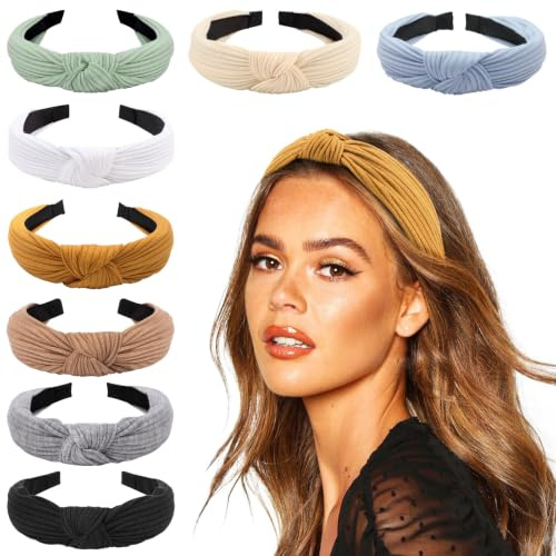 DRESHOW 8 Stück Damen Stirnband Kopfband Haarband Turban Elastische Kopf Wickeln Niedlich Haarschmuck für Mädchen