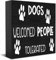 Funny Well Wooden Box Sign Dogs Welcome People Tolerated Wooden Box Sign Desk Decor, Farmhouse Wooden Box Sign Decorative For Home Shelf Table Decoration 7X7 Inch