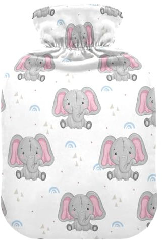 Wärmflasche mit Bezug, niedlicher Elefant Baby, 2 l, auslaufsicher, Wärmbeutel für Handfußwärmer, Nacken, Schulter, Rücken, Muskelschmerzen, Kältekompresse