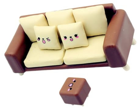 ifundom 1 Set Puppenhaus Sofa Puppe Prinzessin Couch Puppenhaus Mini Sofa Miniatur Szene Sessel Puppensofa Und Hocker Puppenhaus Wohnzimmer Dekoration Mini Puppenhaus Zubehör Kunststoff