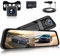 Retrovisor con Camara 9,66'' Pantalla Táctil IPS Espejo Retrovisor con Camara con Tarjeta de 64 GB Gratuita Retrovisor Coche con Camara, Grabación Durante 24 hor G-Sensor