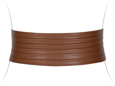 VONMELLI Breiter Gürtel Damen, Elastischer Taillengürtel Damen für Kleider Vintage Mode Dehnbarer Korsett-Gürtel für Halloween-Kostüme Passend für Taillenumfang 66-107cm Braun 26-28