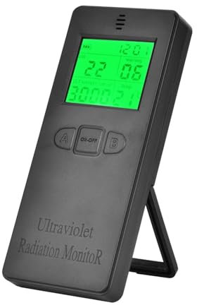 UV-Messgerät, LCD Tragbarer digitaler UV-Strahlungsdetektor UV-UVI-Messgerät-Tester mit Temperaturanzeige UV-Tester Strahlungsdetektor