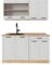 Vicco Singleküche R-Line, Weiß Landhaus/Goldkraft Eiche, 140 cm ohne Arbeitsplatte