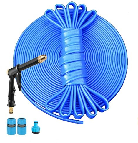 HGLCM Reinforced Garden Hose Pipe with Spray Nozzle Fittings, 25M(82ft) Garden Hose, Wear and Tear Resistant, Leak and Burst Proof, Kink Free, Easy Storage