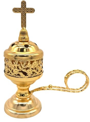 Weihrauchbrenner Für Kirche | Metall Weihrauchbrenner Mit Kreuz - Silberner Weihrauchbrenner, Katholisches Kreuz Zentriert, Messing -plattiertem Brenner Für Kirche Und Ho