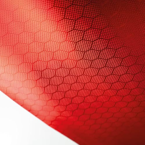 Finest Folia Hexagon Carbon Folie Selbstklebende 3D Autofolie Wabenmuster Car Wrapping Carbonfolie Tuning für Auto Motorrad mit Waben (Rot, 0,3m x 1,52m)
