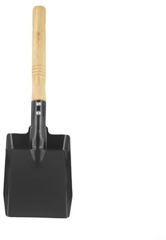 Paletta per cenere per camino, in ferro resistente, con manico in legno, per interni ed esterni, forno, griglia, fornello, 38 x 9,5 cm, 45 x 21,8 cm, nero, paletta in acciaio (S)