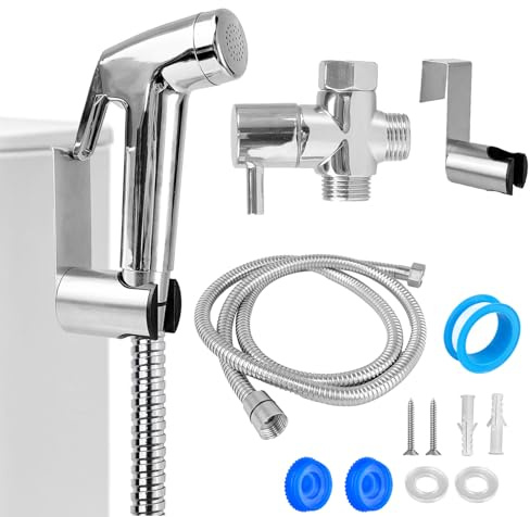 WAIZHIUA Bidet Handbrause Set, Spritzpistole für Toilette mit Wandhalterung und 1.5 m Schlauch, Einfach Installierbar, WC Handbrause Bidet Set für Badezimmer, Garten, Balkon, Haustierreinigung