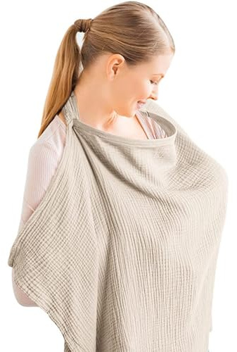 Allaitement – Poncho d'intimité pour | Mélange de coton respirant avec couverture complète à 360 °, housse facile à porter pour une utilisation en extérieur, léger, confortable, réglable