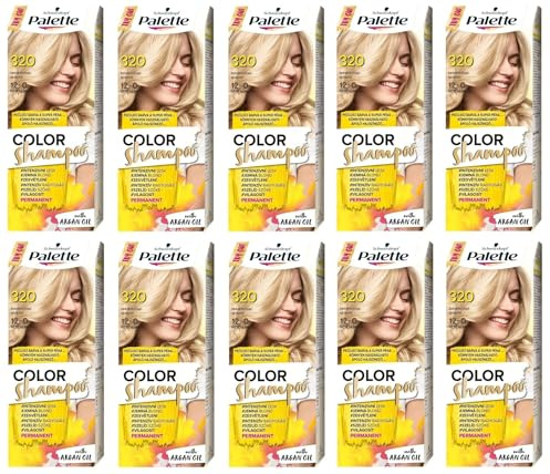 (Pack de 10) Palette Color Shampoo 12-0 (320) Lightener Hair Color – Full Box – With English Instruction Leaflet