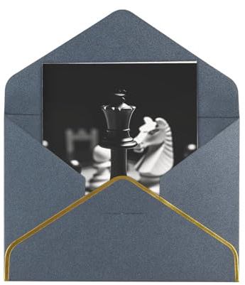 Grußkarten, 17,5 x 11,5 cm, blanko, schwarz-weiß, Schachgrußkarte, faltbar, blanko, Grußkarten mit Umschlägen, Dankeskarte, Blanko-Karte für alle Anlässe