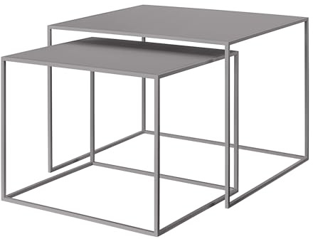 blomus Set 2 Beistelltische FERA | Mourning Dove | Größe L | H 40 cm, B 50 cm, T 40 cm | H 45 cm, B 60 cm, T 50 cm | Metall Beistelltisch Set | Wohnzimmertisch modern