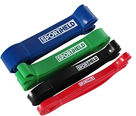 Sportheld Profi FITNESSBAND | 4 Farben (Stärken) | 100% Naturlatex - schadstofffrei & hygienisch | TRAININGSBAND, GYMNASTIKBAND, WIDERSTANDSBAND, Loop Gummi MINIBAND, Resistance Band [01.] - rot