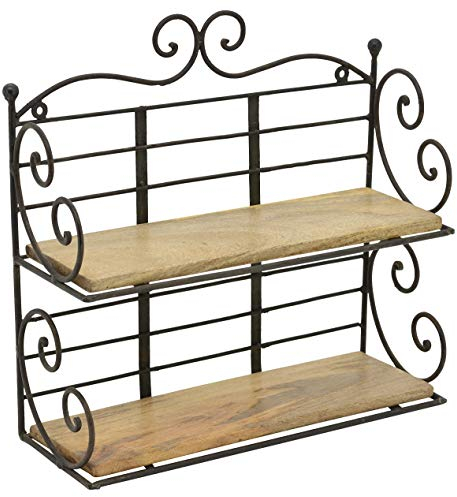 HSM dekoratives praktisches ausgefallenes Wandregal Dekoregal Metall/Holz Schwarzbraun