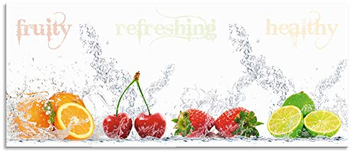 ARTland Spritzschutz Küchenrückwand aus Alu für Küche Herd Spüle 120x50 cm (BxH) mit Motiv Obst Früchte Orange Limette im Wasser Spruch Modern Hell S6JP