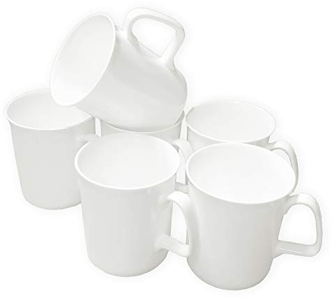 Coralgraph Inc Set of 6 Marlborough White Bone China Mugs Gift Boxed Glossy White Cups