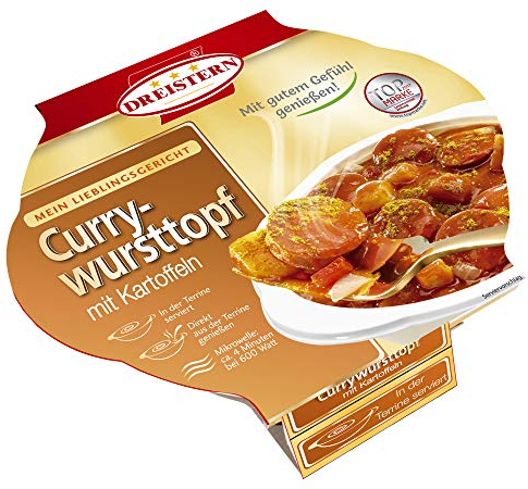 DREISTERN Currywursttopf 400g – Herzhaftes Fertiggericht mit Kartoffeln & Paprika in würziger Currysoße – Hausmacher Qualität, lange haltbar & schnell in der Mikrowelle zubereitet