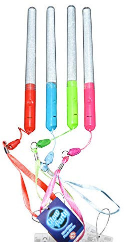 Glowtopia LED Mini Glitter Flashing Sticks Glow Re Usable 19cm - 4 Colours Available (4 Pack, Mixed Selection)