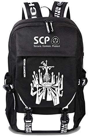 WANHONGYUE SCP Anime Cosplay Rucksack Schultasche Laptop Backpack mit USB-Ladeanschluss Schwarz / 6
