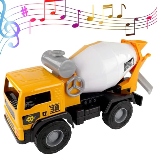Mighty Wheels Stahl-Zement-Mixer-LKW-Spielzeug, 40,6 cm, großes Freilauf-Zementmischer-Spielzeug mit Geräuschen und drehender Trommel, langlebiges Stahl- und Kunststoffkonstruktionsspielzeug für