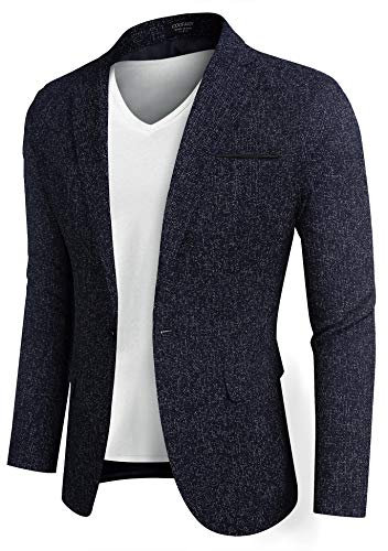 COOFANDY Herren Casual Blazer Anzugjacken Slim Fit One Button Business Sport Mäntel, 2 - Blau, XL