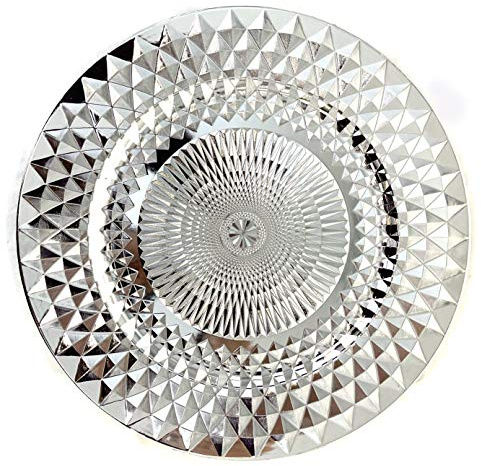 Allgala Platos cargadores, 13 pulgadas, paquete de 6 platos de plástico resistentes con patrón de diamante brillante para boda, plateados, HD80402