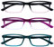 OPULIZE See - Occhiali da Lettura Filtro Set da 3 Luce Blu Montatura Stretta Cerniere a Molla Migliorano il Sonno Gaming Computer Anti Riflesso Rosa al Nero Viola Turchese Uomo Donna BBB9-45Q +1.50