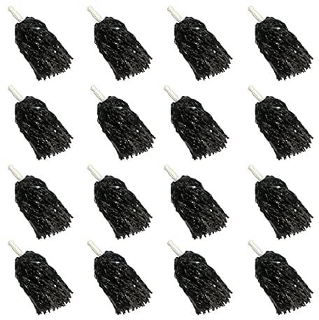 Cheerleading-Pompons, Metallfolie, Kunststoff, mit Taktstockgriff, für Spiel, Sport, Mannschaften, Tanzen, Party, Fußball, Basketball, Club, Geist, Sport, Bühne, Performance, Feier, Schwarz, 16 Stück
