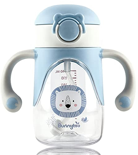 280 ml Training Cup,1 Bicchiere Antigoccia Bambini,con Beccuccio Ergonomico in Silicone,Una Tazza 6+Mesi per Imparare a Bere,Tazza Starter Cup con Manici Antiscivolo e Beccuccio,senza BPA -Blu