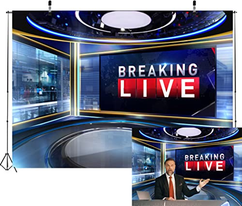 CORFOTO 8x6ft Stoff-Nachrichten Hintergrund, Fotografie, TV-Show, aktuelle Nachrichten, Monitor Ausrüstung, Mikrofon, Reporter, Interview, Mitte, Kamera, Medien, Video, Fototermin, Hintergrund
