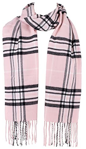 Hat To Socks Herrlich Weicher Klassisch Karierter Winterschal für Damen und Herren - Warm und Elegant (Rosa)