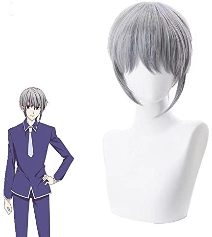 Souma Yuki Cosplay Fruits Basket Cosplay Man Short Grey 35cm Wig Cosplay Anime Cosplay Wig Heat Resistant Synthetic Wigs