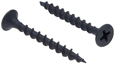 3.5x55mm Vis Noires Pour Cloisons Sèches, Tête Fraisée Phillips, Filetage Grossier Autotaraudant, Pointe Acérée, Vis à Bois Phosphatées, Vis Pour Plaque de Plâtre Sur Bois (30 pcs)