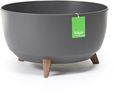 KAGM Blumentopf, Pflanzschale mit Füßen, runde Blumenschale, Blumenkübel, Pflanzkübel, Pflanzgefäß für Balkon, Wohnzimmer, Ø 47cm Anthrazit