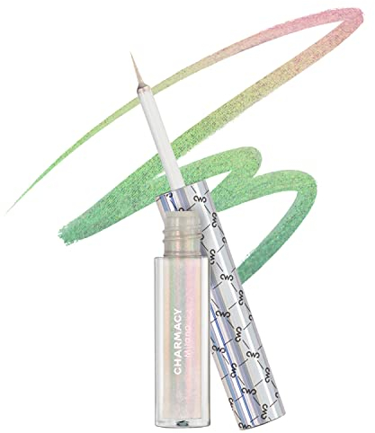 CHARMACY Chameleon Glitter Liquid Eyeliner, Metallic Shade Color Shift Eye Liner, Highly Pigmented, 24H Long-Lasting, Waterproof and Anti-Smudge, Ultra-Fine Tip (#908)