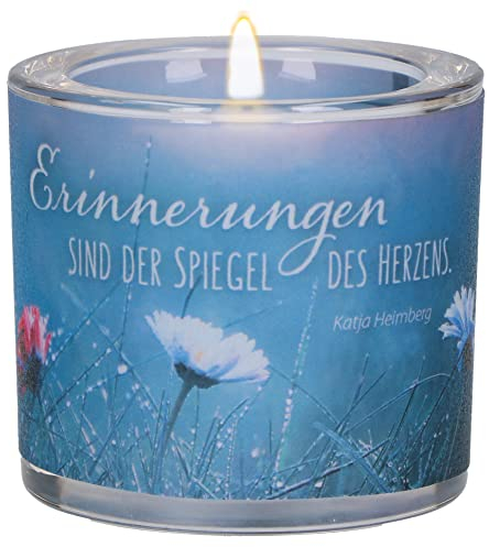 Butzon & Bercker Lichtmomente Windlicht Erinnerungen sind der Spiegel des Herzens - Teelichthalter mundgeblasen inkl. Teelicht und Geschenkverpackung - christliches Geschenk zum Andenken