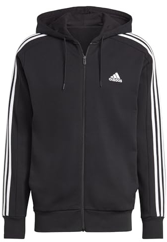 Adidas Essentials French Terry 3-Stripes Full-Zip Hoodie Felpa con Cappuccio Uomo (Pacco da 1)