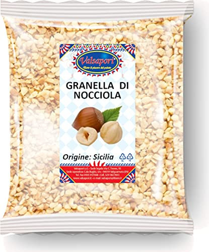 Valsapori - GRANELLA DI NOCCIOLE TOSTATE - Busta da 100 gr - Origine: Sicilia | Nocciola Tostata e Tritata, Snack di Frutta Secca Naturale, ideale per guarnitura di dolci e pasticceria varia