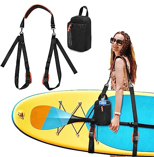 GOBUROS Paddle-Board-Tragegurt, Verstellbarer SUP-Kajak-Tragegurt mit Abnehmbarer Aufbewahrungstasche und Metallbeschlägen für Paddle-Boards, Surfbretter, Longboards, Kanus und Kajaks