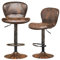 COSTWAY Tabourets de Bar Pivotants Lot de 2, Chaise de Bar Industrielle avec Repose-Pieds, Chaise Haute Bar en Cuir, Hauteur Réglable 87-108 cm, Marron Rustique