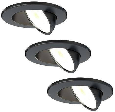 Ledvion - 3X LED Einbaustrahler, Schwarz, Dimmbar, 5W, IP65, CCT, COB, Ø75mm, 5 Jahre Garantie